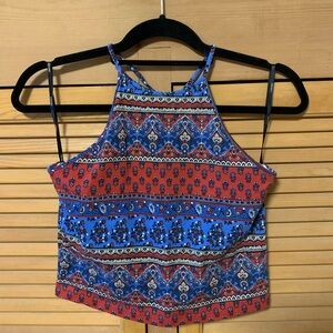 Patterned/Paisley Red White and Blue Women's Crop Top